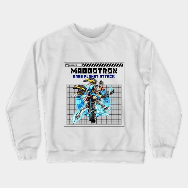 Maggotron Mecha Bass Planet Attack Crewneck Sweatshirt by Maggotron